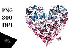 Digital Painting Heart Made of Butterflies PNG Product Image 1