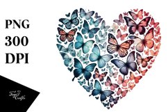 Digital Painting Heart Made of Butterflies PNG Product Image 1