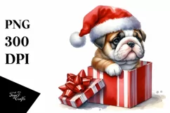 Expressive Bulldog with Santa Hat PNG Product Image 3