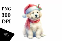 Golden Retriever with Santa Hat PNG Product Image 3