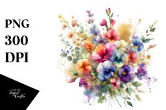 Colorful Bouquet with Sweet Pea and Gardenia | Clipart Product Image 1