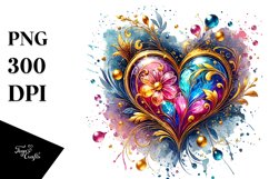 Colorful Heartmade of with Goldern Insertions PNG Product Image 1