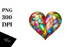 Colorful Heartmade of with Goldern Insertions PNG Product Image 1