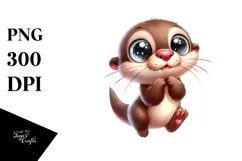Whimsical Cartoon Otter, Watercolor PNG Product Image 1