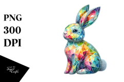 Colorful Diamond Bunny on Splashy Background PNG Product Image 1