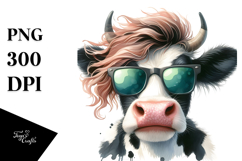 Funny Cow with Cool Hair PNG Product Image 1