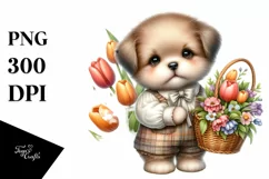 Detailed Whimsical Baby Puppy |Watercolor Splash Product Image 1