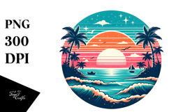 Retro Tropical Island Sunset PNG Product Image 1