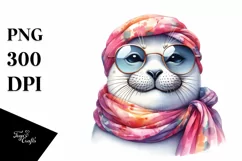 Funny Cute Seal Smiling with Silk Scarf and Sunglasses Product Image 3