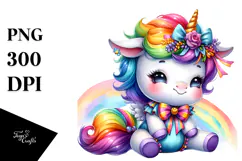 Smiling Baby Unicorn Drawing, Transparent PNG Product Image 1