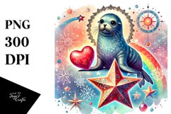 Colorful Seal on Star PNG Product Image 1