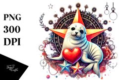 Colorful Seal on Star PNG Product Image 1