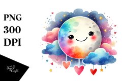 Smiling Moon with Hearts PNG Product Image 1