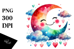 Happy Moon with Hearts, PNG Product Image 1