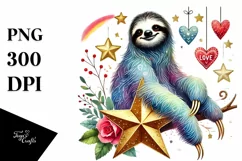 Adorned Sloth on Star PNG Product Image 1
