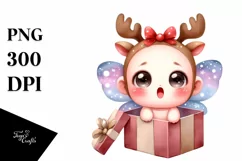 Expressive Butterfly with Reindeer Horns PNG Product Image 1