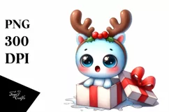 Colorful Butterfly with Reindeer Horns PNG Product Image 1