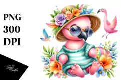 Cute Baby Flamingo Dressed Summer | Sublimation Clipart Product Image 1