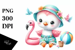 Cute Baby Flamingo Dressed Summer | Sublimation Clipart Product Image 1
