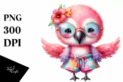 Cute Baby Flamingo Dressed Summer | Sublimation Clipart Product Image 1