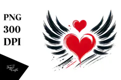 Fire Paintbrush Heart with Wings PNG Product Image 1