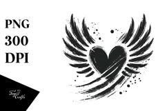 Fire Paintbrush Heart with Wings PNG Product Image 1