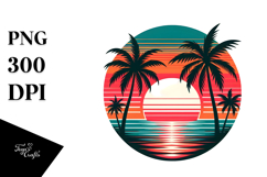 Retro Tropical Sunset Tshirt Design PNG Product Image 1