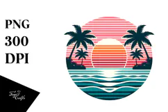 Retro Tropical Sunset, Transparent PNG Product Image 1