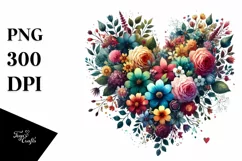 Colorful Floral Heart PNG Product Image 1