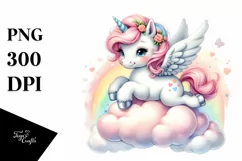 Cute Baby Unicorn Cloud Puff | Sublimation | Clipart Product Image 3