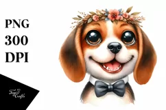 Funny Baby Beagle With Wreath | Sublimation | Clipart Product Image 1