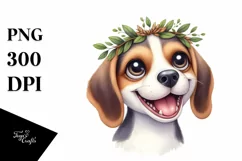 Funny Baby Beagle With Wreath | Sublimation | Clipart Product Image 3