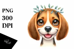 Funny Baby Beagle With Wreath | Sublimation | Clipart Product Image 1