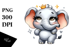 Cute Cartoon Elephant Watercolor Splash PNG Product Image 1