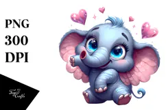 Cute Cartoon Elephant Watercolor Splash PNG Product Image 1