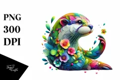 Vibrant Abstract Flower Otter PNG Product Image 1