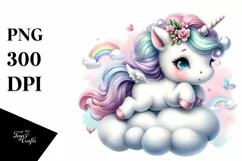 Cute Baby Unicorn Cloud Puff | Sublimation | Clipart Product Image 3