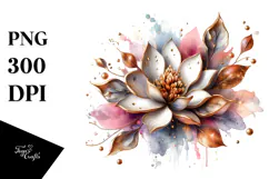Shiny Magnolia Watercolor Splash PNG Product Image 1