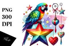 Adorned Parrot on Star PNG Product Image 1