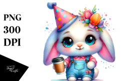Crazy Rabbit with Party Hat PNG Product Image 1