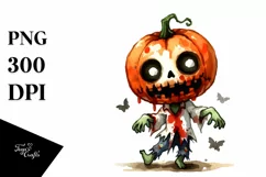 Funny Halloween Clipart with Zombie PNG Product Image 3