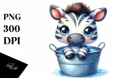 Cute Zebra in Bucket Clipart PNG Product Image 1