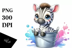 Colorful Zebra Baby Bucket | Sublimation | Clipart Product Image 1