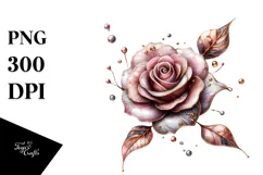 Chic Rose with Metallic Accents, PNG Product Image 1