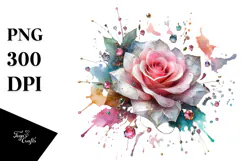 Chic Rose with Metallic Accents, PNG Product Image 1