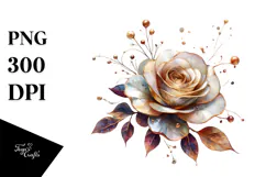 Elegant Rose with Metallic Accents, PNG Product Image 1