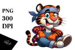 Sarcastic Tiger in Bandana PNG Product Image 1