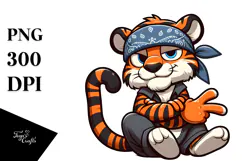 Goofy Tiger with Bandana, PNG Product Image 1