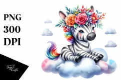 Baby Zebra with Flower Crown PNG Product Image 3