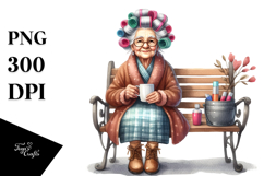 Elderly Lady Watercolor Clipart Product Image 1